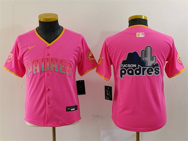 Youth San Diego Padres Team Big Logo Pink Stitched Baseball Jersey Youth San Diego Padres Team Big Logo Pink Stitched Baseball Jersey